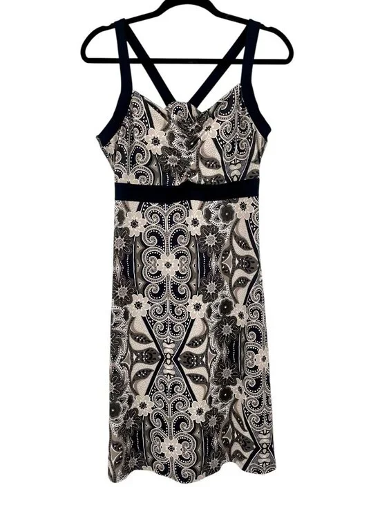 PRANA Women's Black Geo Floral Shelf Bra Stretch Strap Dress XL - Picture 1 of 6